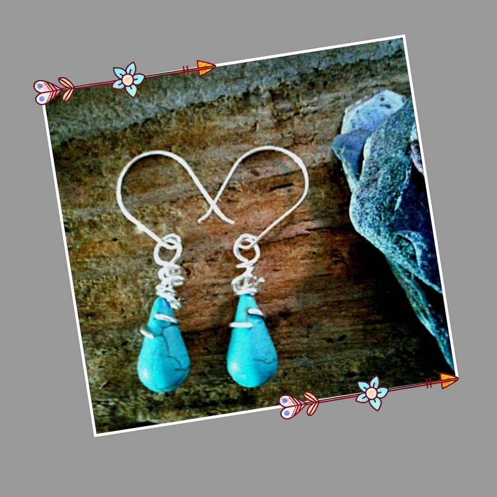 HOWLITE GEMSTONE WIRE WRAP EARRINGS
